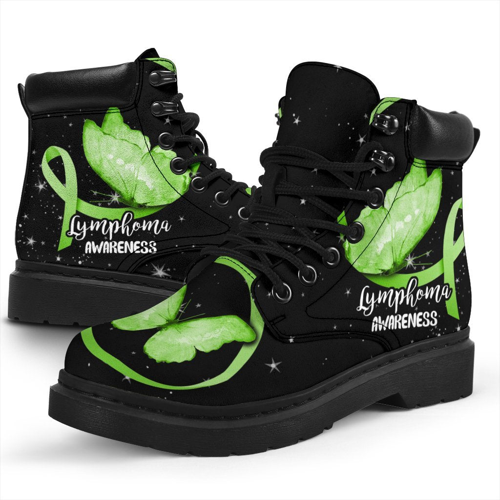 Lymphoma Awareness Boots Ribbon Butterfly Shoes-Gear Wanta
