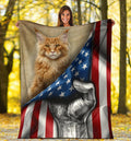 Maine Coon Cat American Flag Fleece Blanket-Gear Wanta