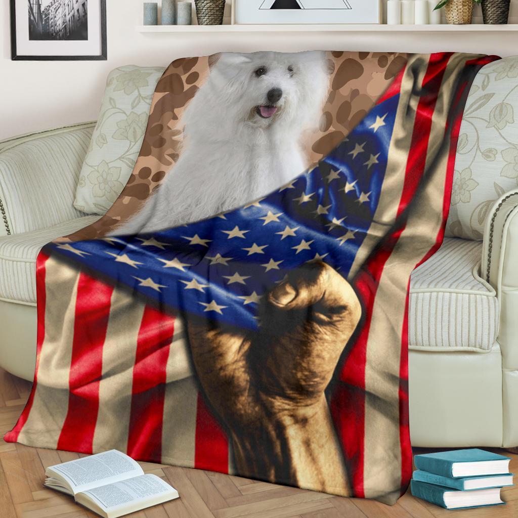 Maltese Dog Fleece Blanket American Flag For Maltese Lover-Gear Wanta