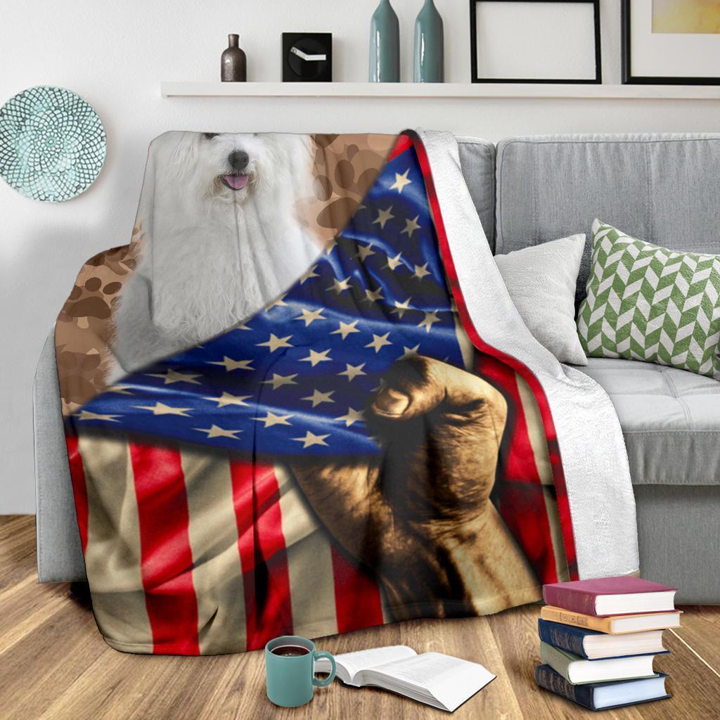 Maltese Dog Fleece Blanket American Flag For Maltese Lover-Gear Wanta