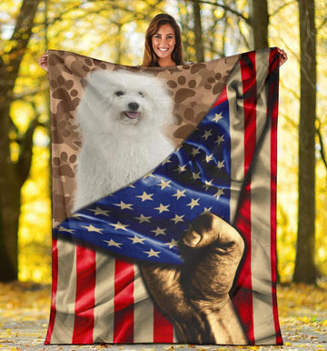 Maltese Dog Fleece Blanket American Flag For Maltese Lover-Gear Wanta