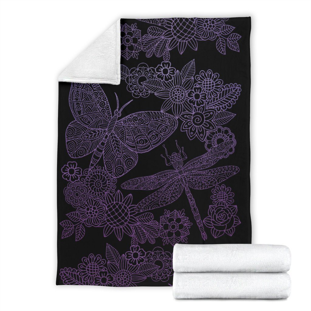 Mandala Butterfly And Dragonfly Fleece Blanket Gift Idea-Gear Wanta