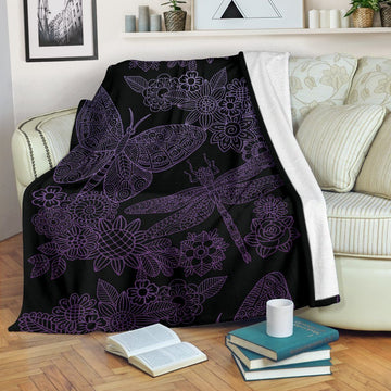 Mandala Butterfly And Dragonfly Fleece Blanket Gift Idea-Gear Wanta