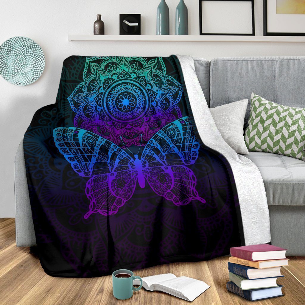 Mandala Butterfly Fleece Blanket Amazing Gift Idea-Gear Wanta