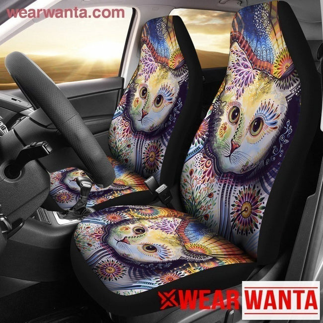 Mandala Cat Car Seat Covers Custom Car Decoration For Cat Lovers-Gear Wanta