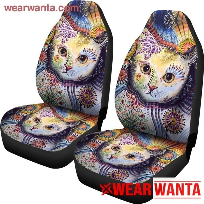 Mandala Cat Car Seat Covers Custom Car Decoration For Cat Lovers-Gear Wanta