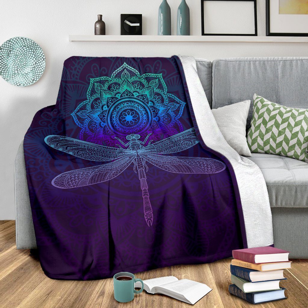 Mandala Dragonfly Fleece Blanket Gift For Dragonfly Lover-Gear Wanta