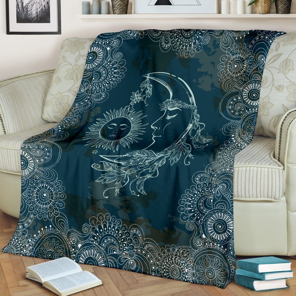 Mandala Style Sun and Moon Fleece Blanket Gift Idea-Gear Wanta