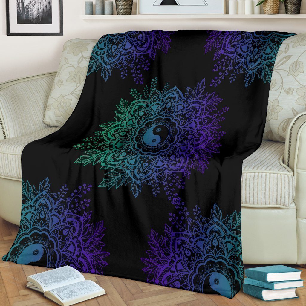 Mandala Yin and Yang Fleece Blanket For Yoga Lover-Gear Wanta