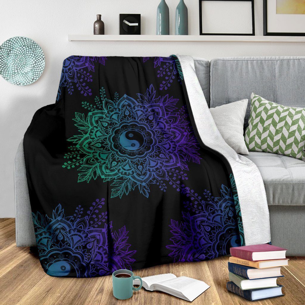 Mandala Yin and Yang Fleece Blanket For Yoga Lover-Gear Wanta