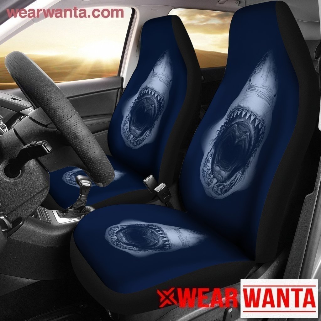 Massive Open Mouth Of A Great White Shark Car Seat Covers-Gear Wanta