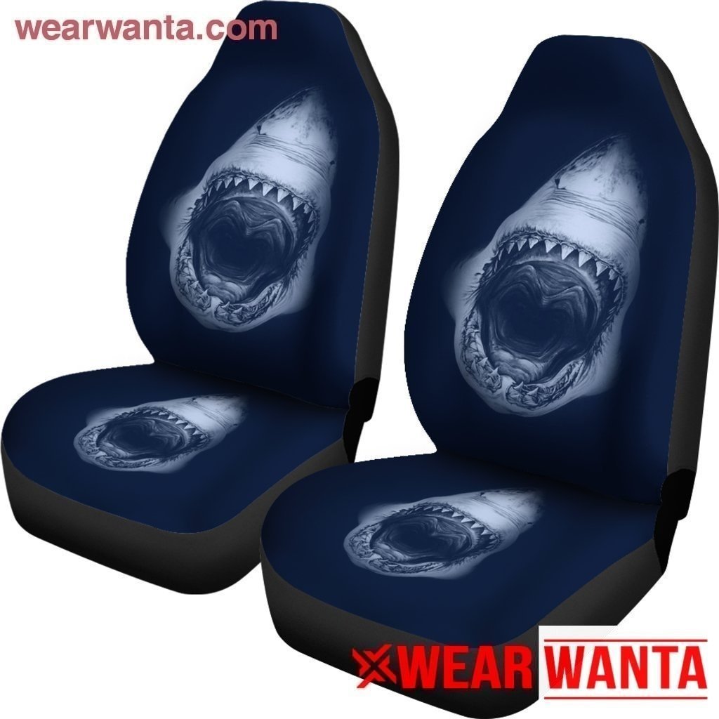 Massive Open Mouth Of A Great White Shark Car Seat Covers-Gear Wanta