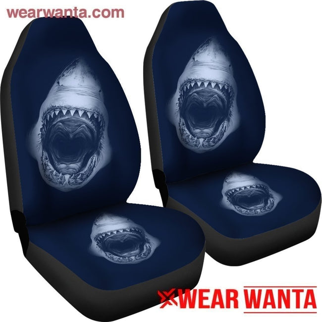 Massive Open Mouth Of A Great White Shark Car Seat Covers-Gear Wanta