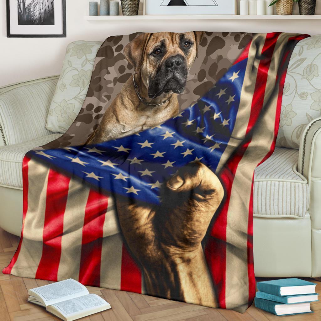 Mastiff Dog Fleece Blanket American Flag For Mastiff Lover-Gear Wanta