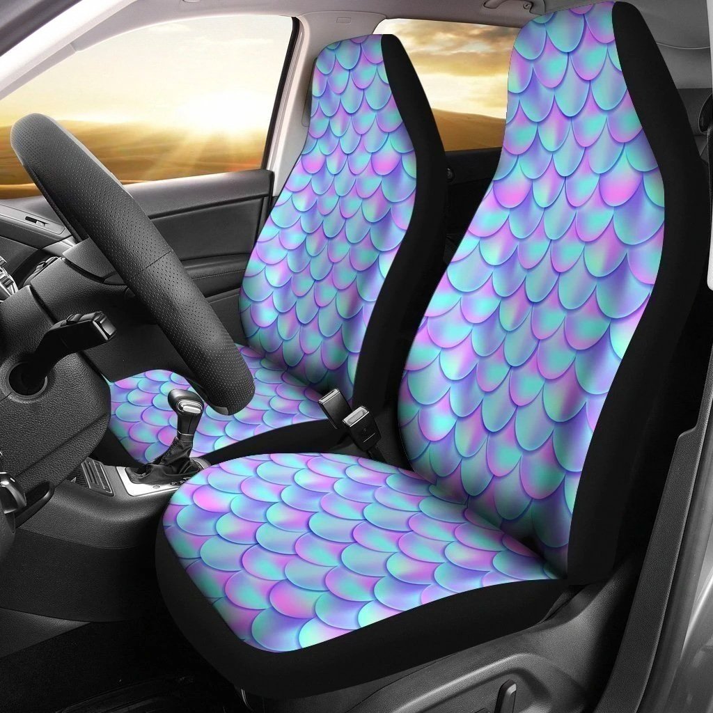 Mermaid Car Seat Covers Custom Scales Pink and Blue Car Decoration-Gear Wanta