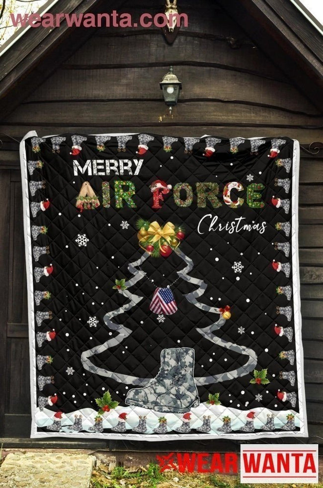 Merry Air Force Christmas Blanket Gift Idea-Gear Wanta