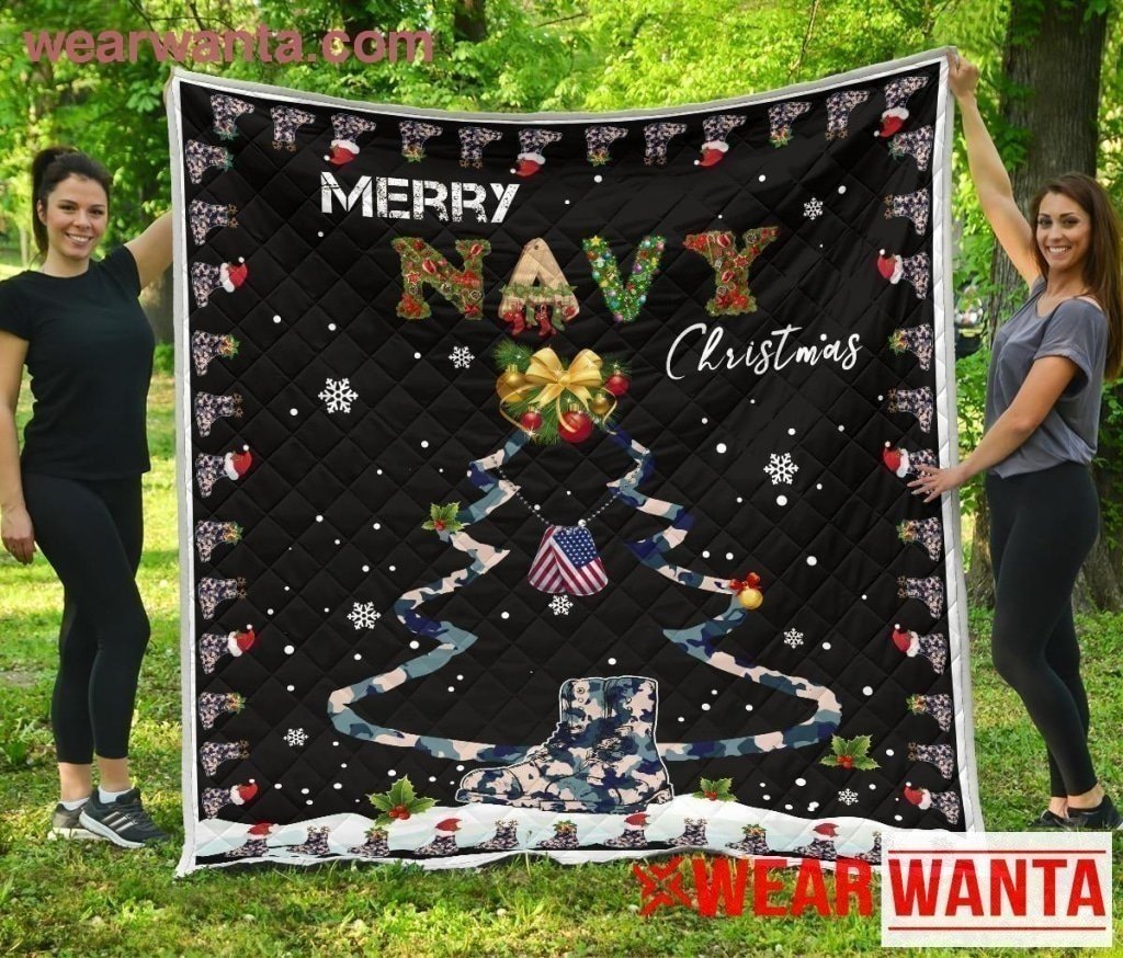 Merry Navy Christmas Blanket Amazing Gift Idea-Gear Wanta