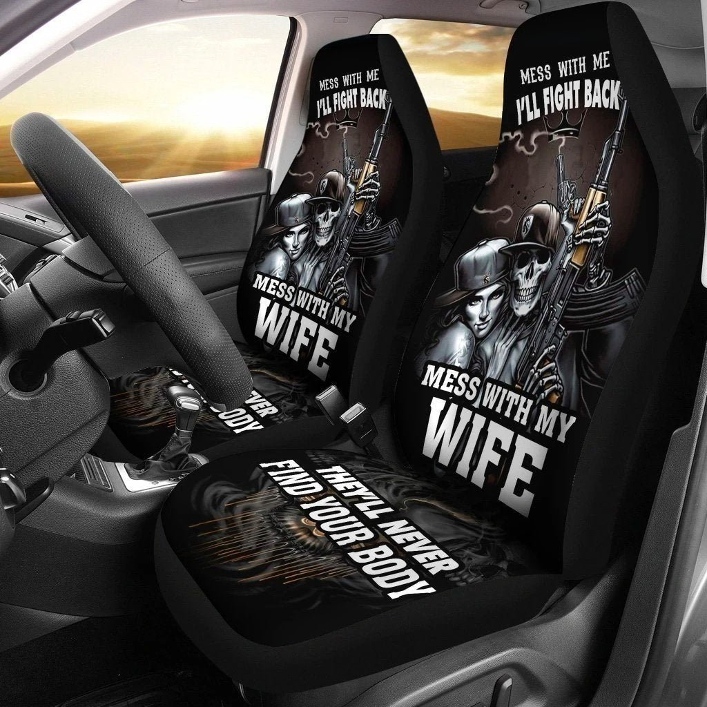 Mess With Me I'll Fight Back Car Seat Covers Gift Idea-Gear Wanta