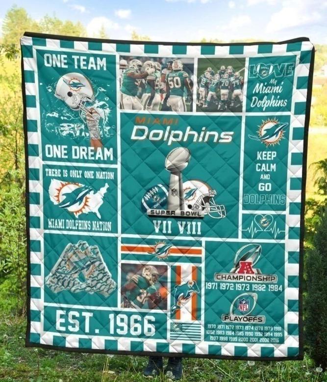 NFL Miami Dolphins Quilt Blanket V11