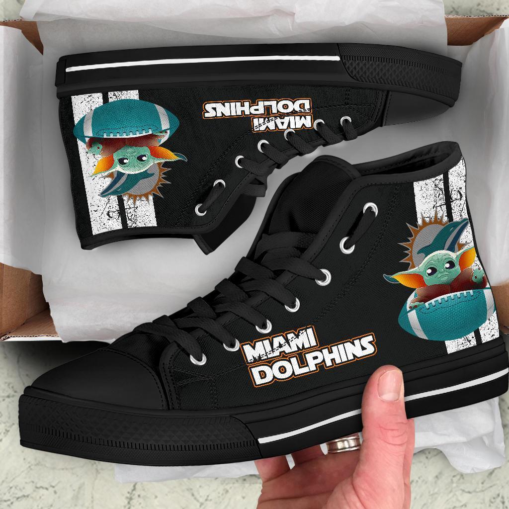 Miami Dolphins Sneakers Baby Yoda High Top Shoes Mixed-Gear Wanta