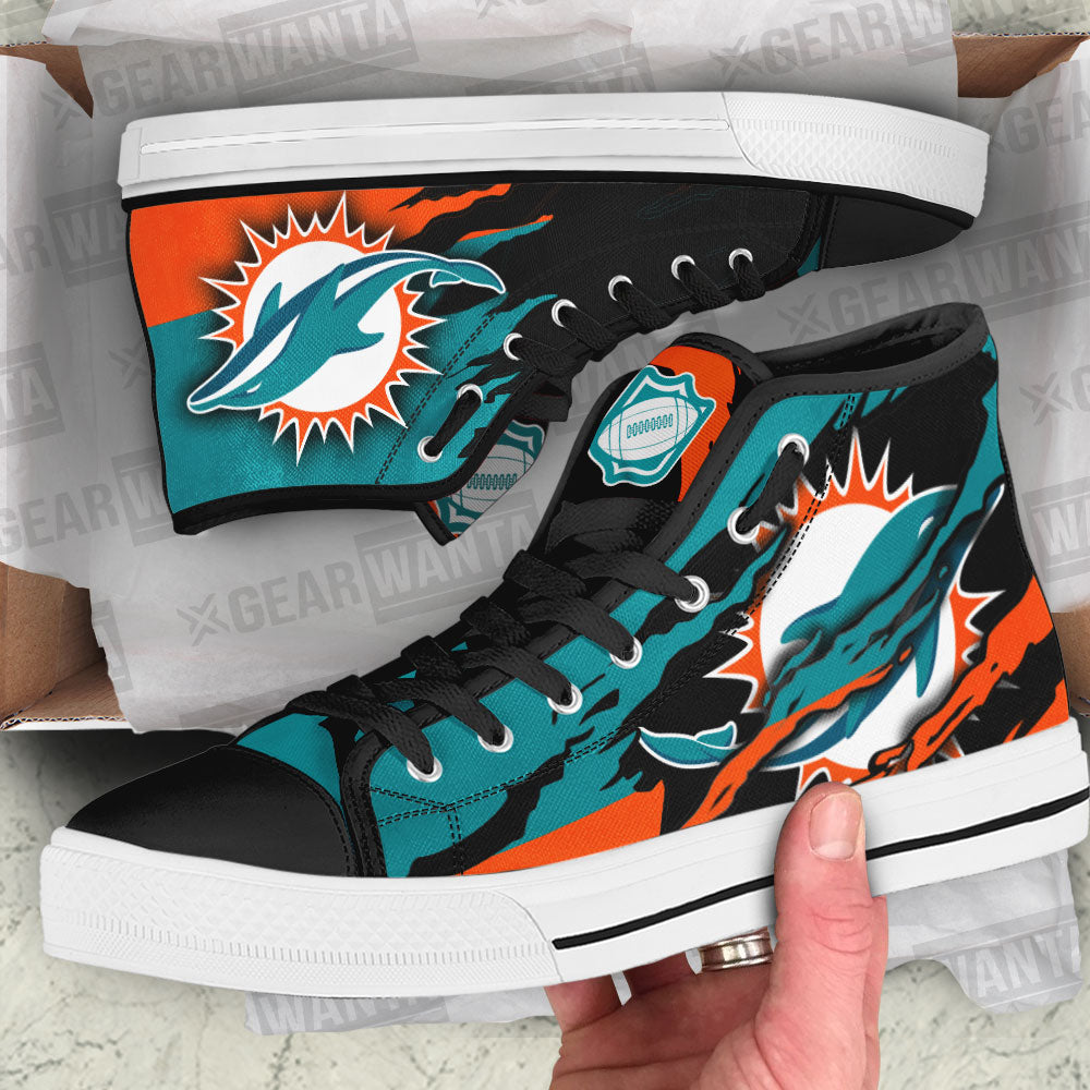 Miami Dolphins High Top Shoes Custom For Fans-Gear Wanta