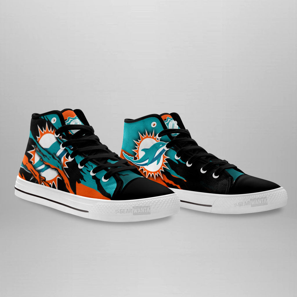 Miami Dolphins High Top Shoes Custom For Fans-Gear Wanta