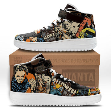 Michael Myers Shoes Custom Air Mid Sneakers Horror Fans-Gear Wanta