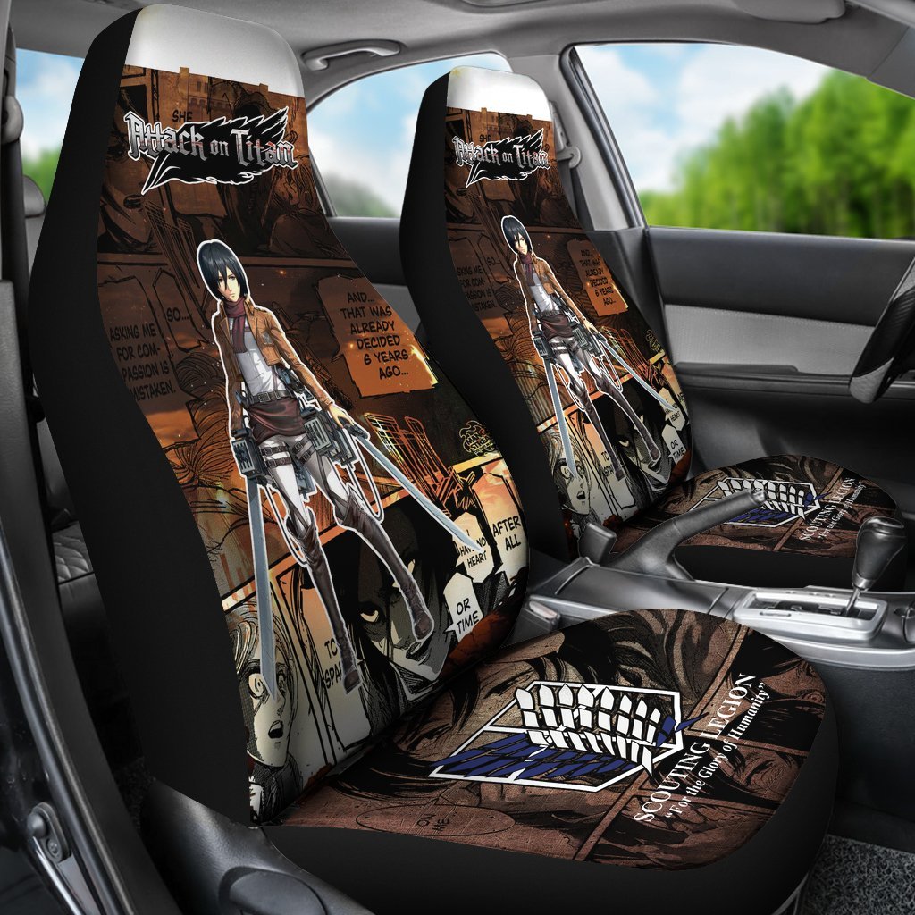 Mikasa Ackerman Attack On Titan Car Seat Covers For Special Fan Anime-Gear Wanta