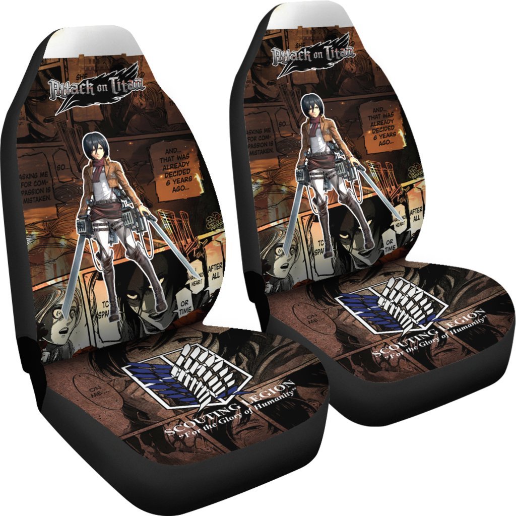 Mikasa Ackerman Attack On Titan Car Seat Covers For Special Fan Anime-Gear Wanta