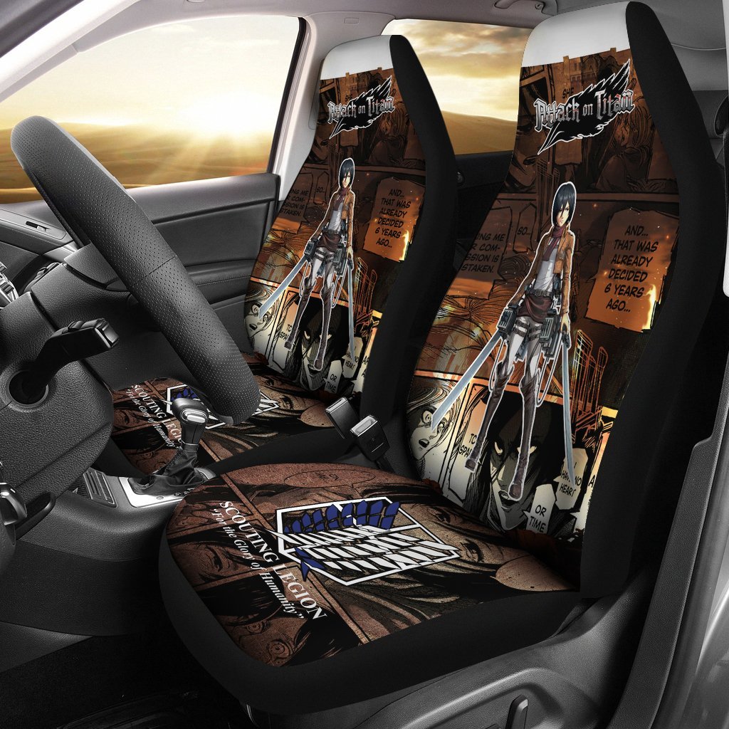 Mikasa Ackerman Attack On Titan Car Seat Covers For Special Fan Anime-Gear Wanta