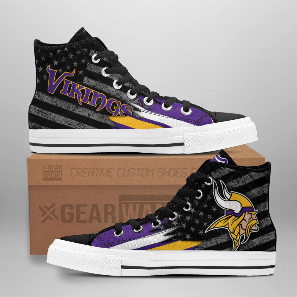 Minnesota Vikings High Top Shoes Custom American Flag Sneakers-Gear Wanta