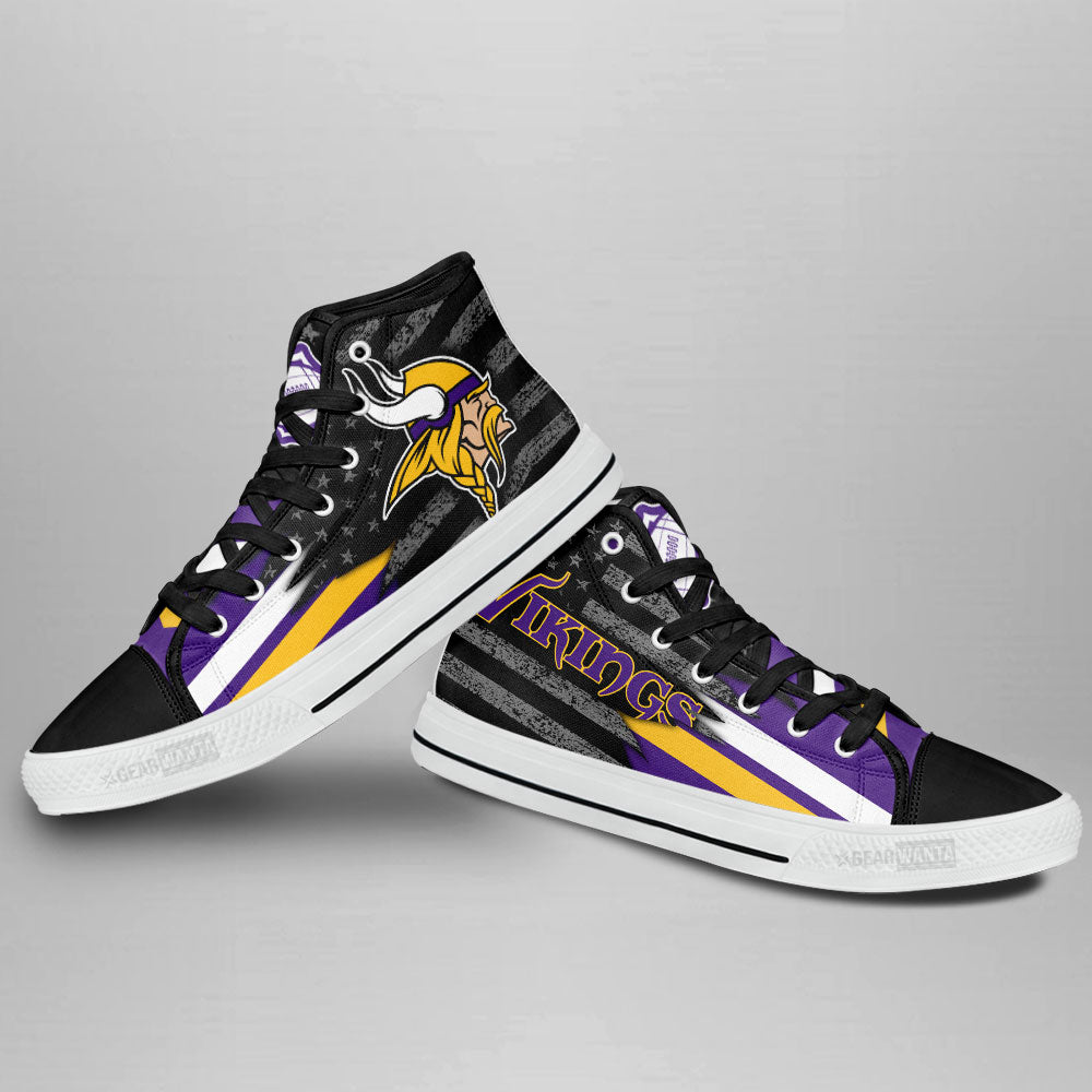 Minnesota Vikings High Top Shoes Custom American Flag Sneakers-Gear Wanta