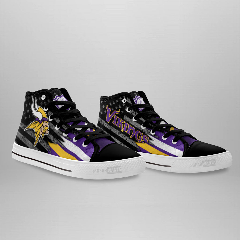 Minnesota Vikings High Top Shoes Custom American Flag Sneakers-Gear Wanta