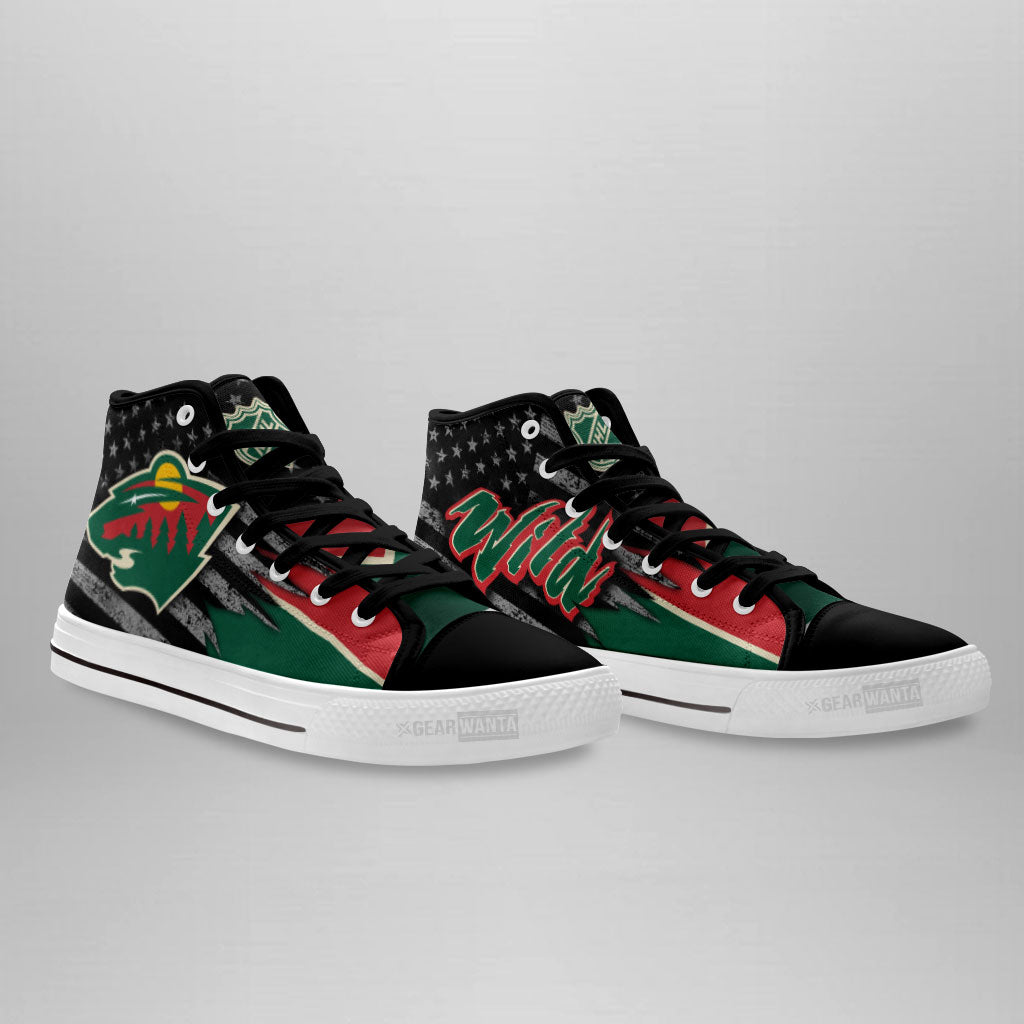 Minnesota Wild High Top Shoes Custom American Flag Sneakers-Gear Wanta