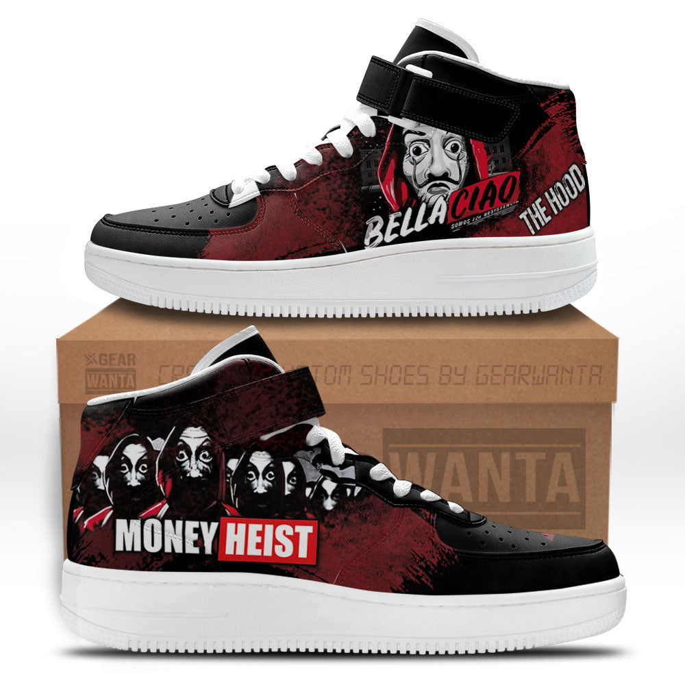 Money Heist Air Mid Shoes Custom Sneakers Fans-Gear Wanta