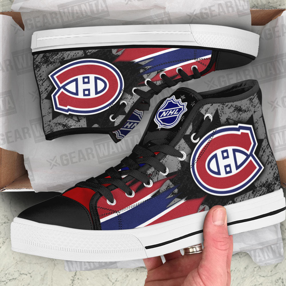 Montreal Canadiens High Top Shoes Custom Canadian Maple Leaf Sneakers-Gear Wanta