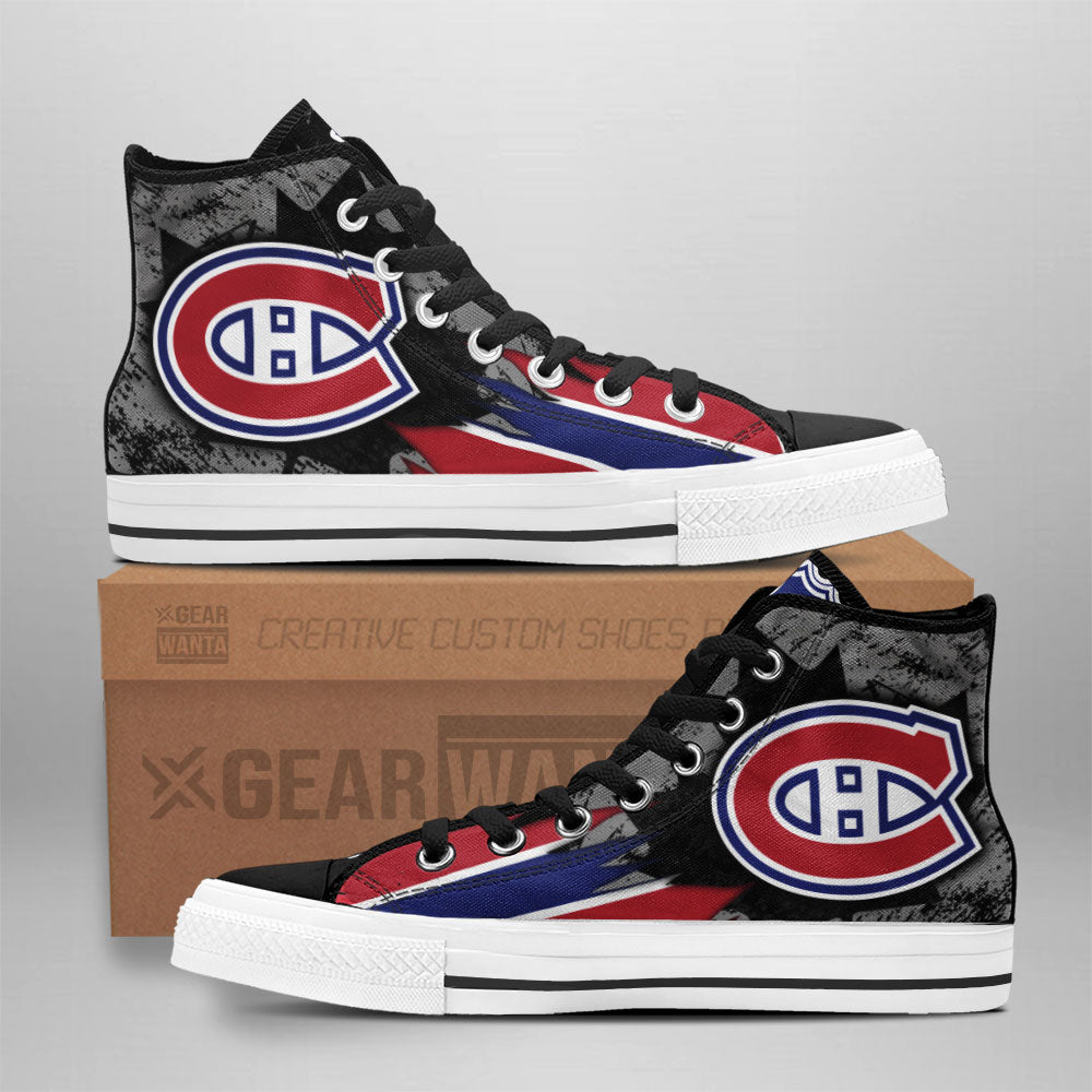 Montreal Canadiens High Top Shoes Custom Canadian Maple Leaf Sneakers-Gear Wanta