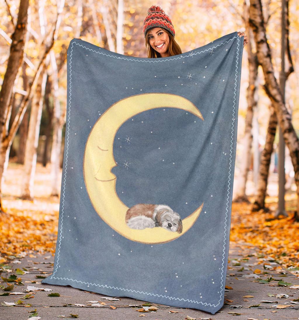 Moonlight Shih Tzu Dog Fleece Blanket-Gear Wanta