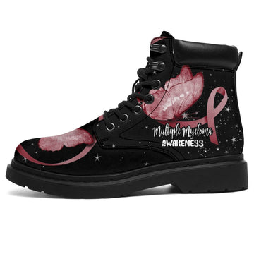 Multiple Myeloma Cancer Awareness Boots Ribbon Butterfly Shoes-Gear Wanta