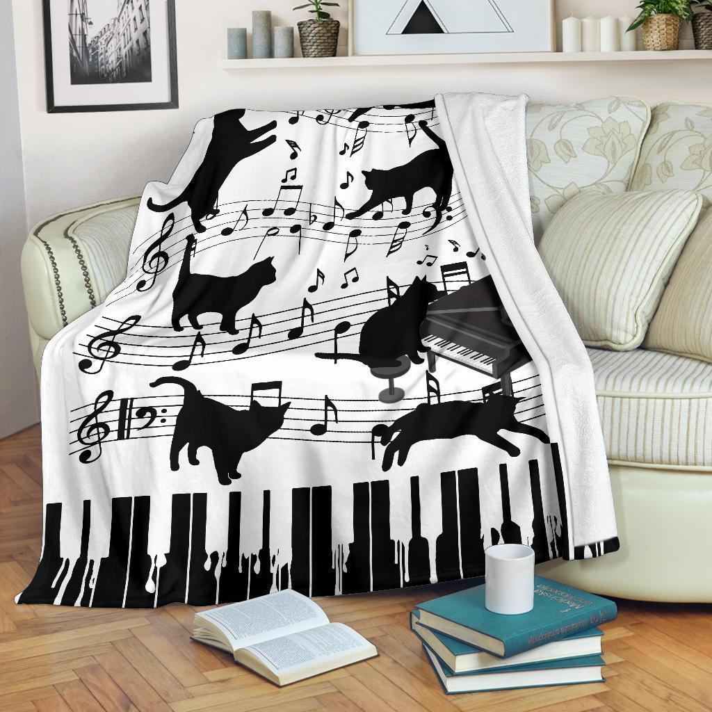 Music Cat Fleece Blanket For Cat Lover-Gear Wanta