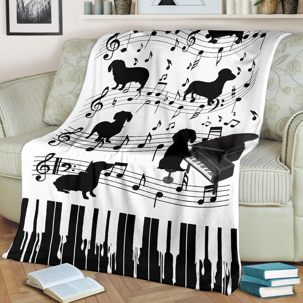 Music Dachshund Dog Fleece Blanket-Gear Wanta