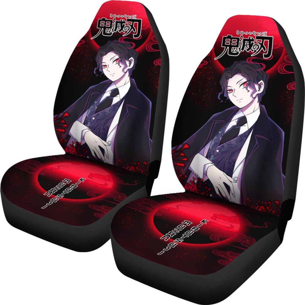 Muzan Demon Slayer Under The Moon Car Seat Covers Custom Anime Car Accessories-Gear Wanta