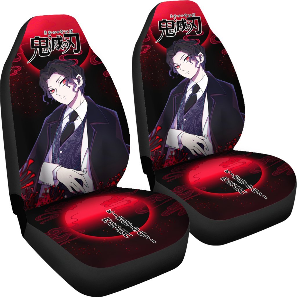 Muzan Demon Slayer Under The Moon Car Seat Covers Custom Anime Car Accessories-Gear Wanta