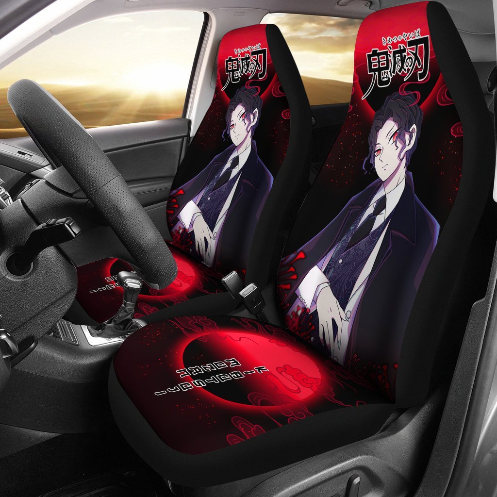 Muzan Demon Slayer Under The Moon Car Seat Covers Custom Anime Car Accessories-Gear Wanta