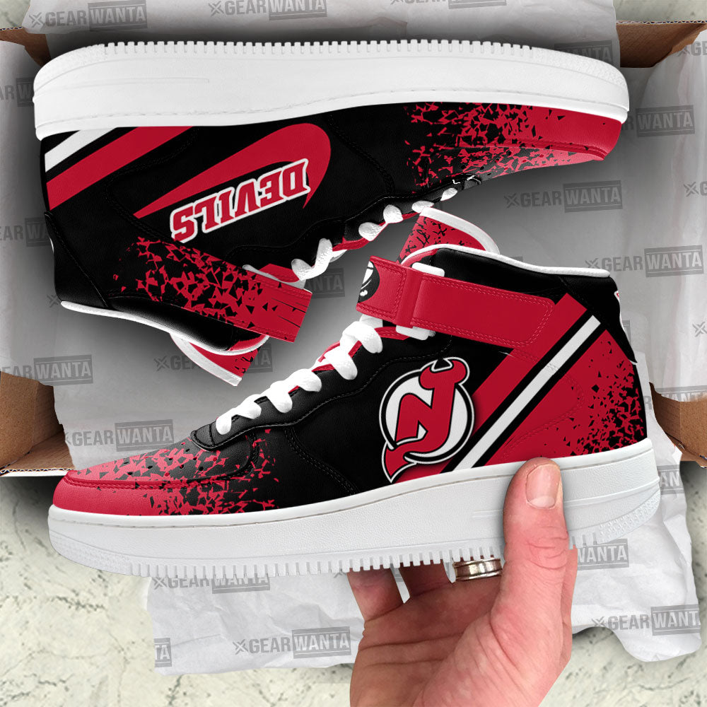 NJ Devils Air Mid Shoes Custom Hockey Sneakers Fans-Gear Wanta