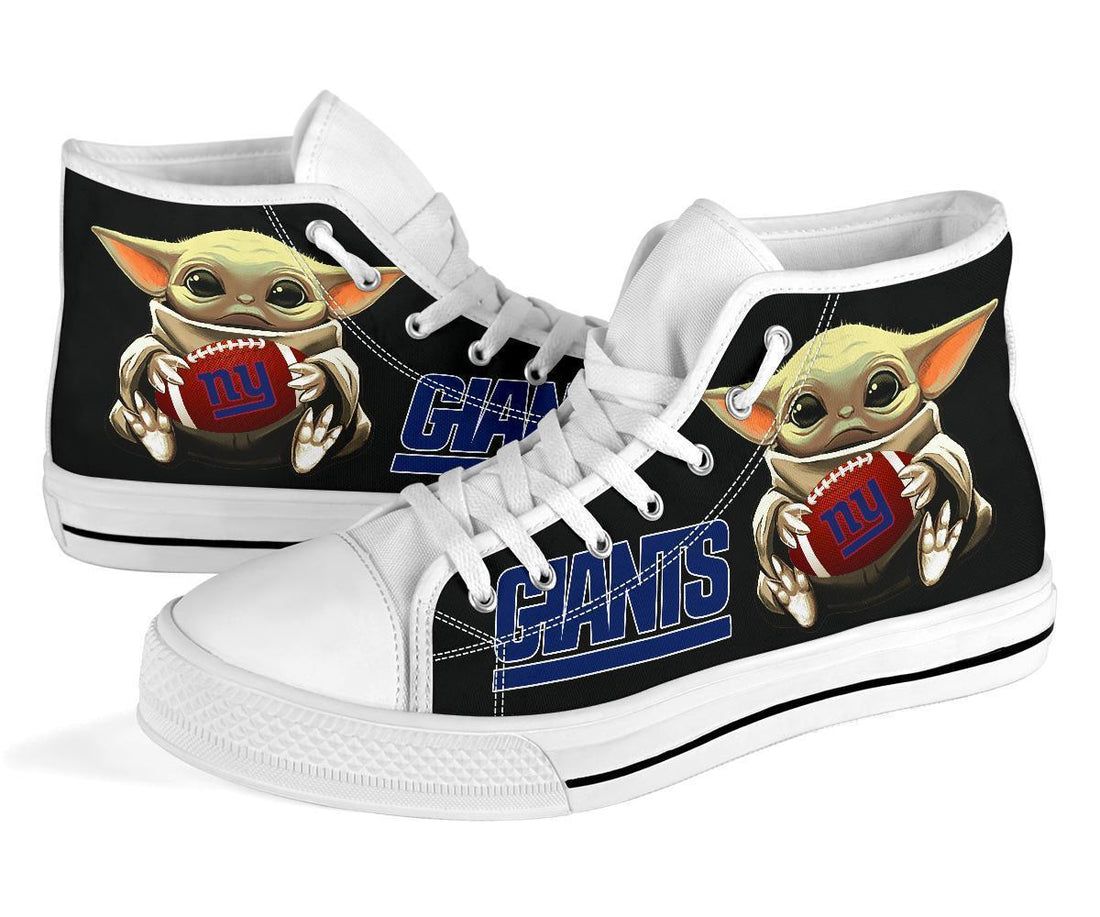 NY Giants Sneakers Cute Baby Yoda High Top Shoes Custom-Gear Wanta