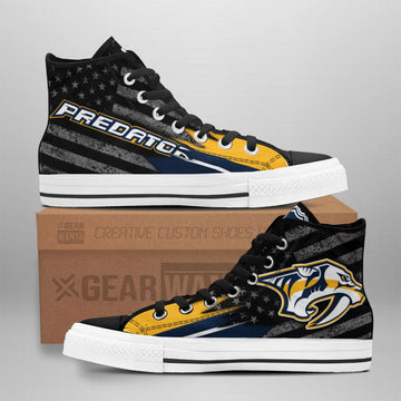 Nashville Predators High Top Shoes Custom American Flag Sneakers-Gear Wanta