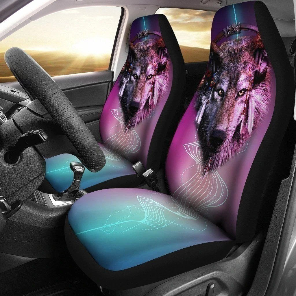 Native Wolf Car Seat Covers Custom Car Decoration Accessories-Gear Wanta
