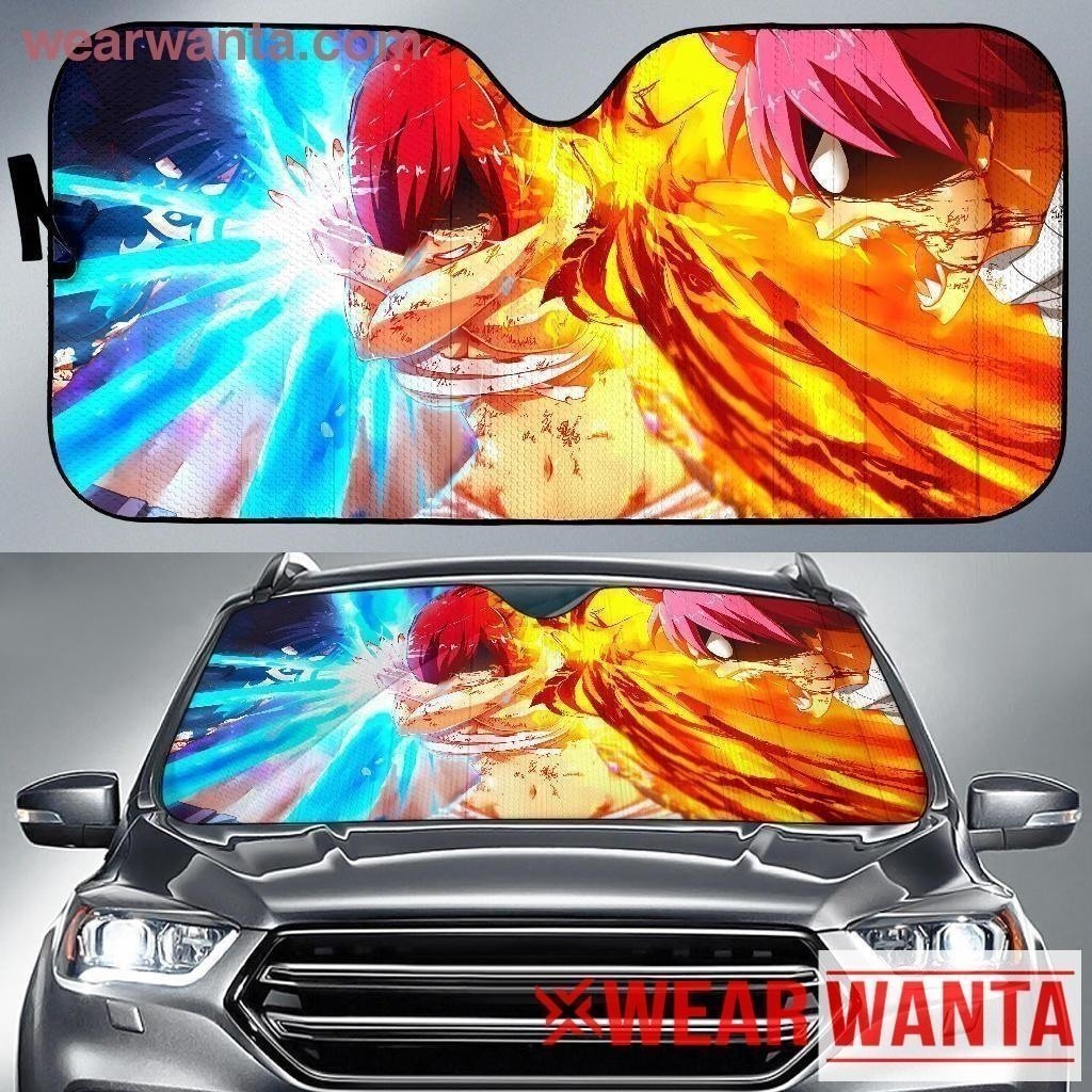 Natsu Erza Gray Fight Fairy Tail Anime Car Sun Shade NH06-Gear Wanta