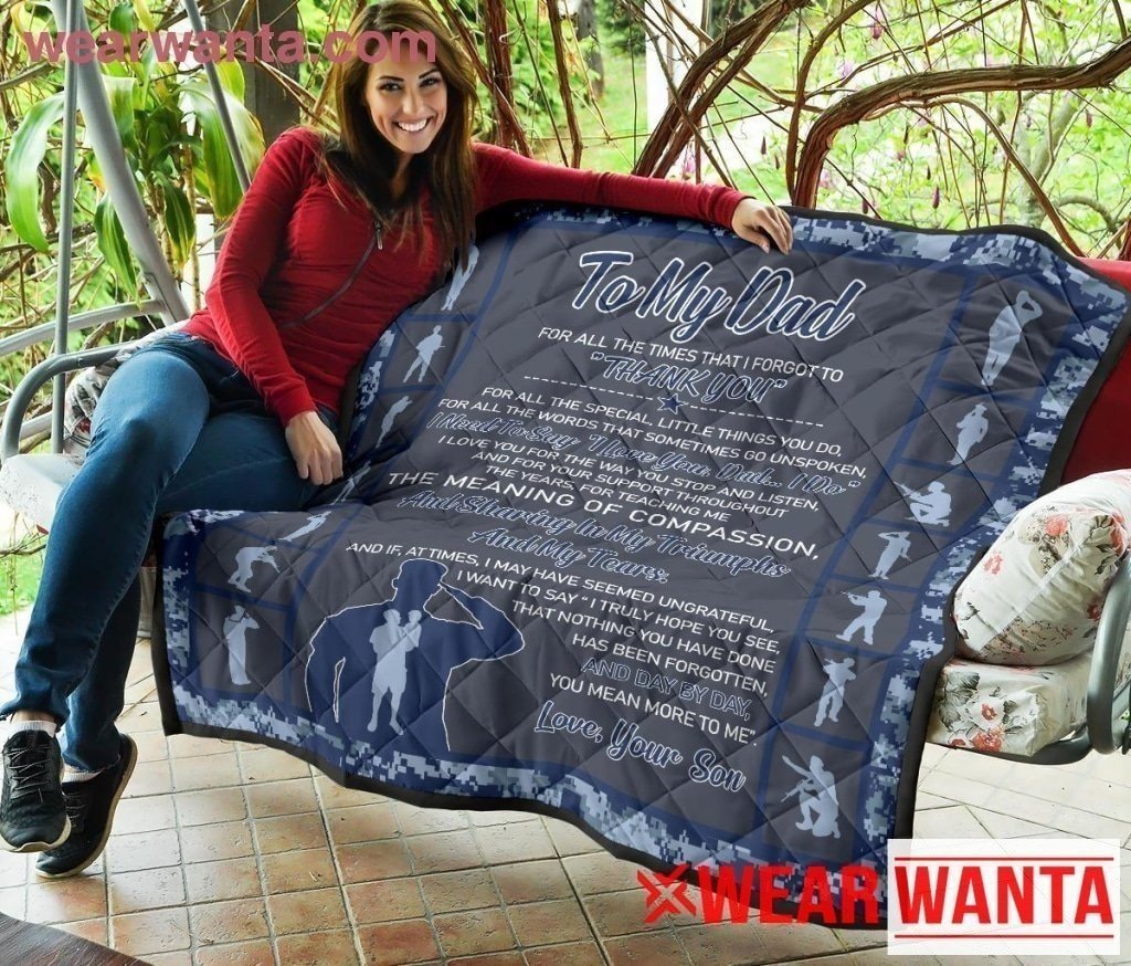 Navy Soldier Veteran To My Dad Quilt Blanket Dad Gift-Gear Wanta